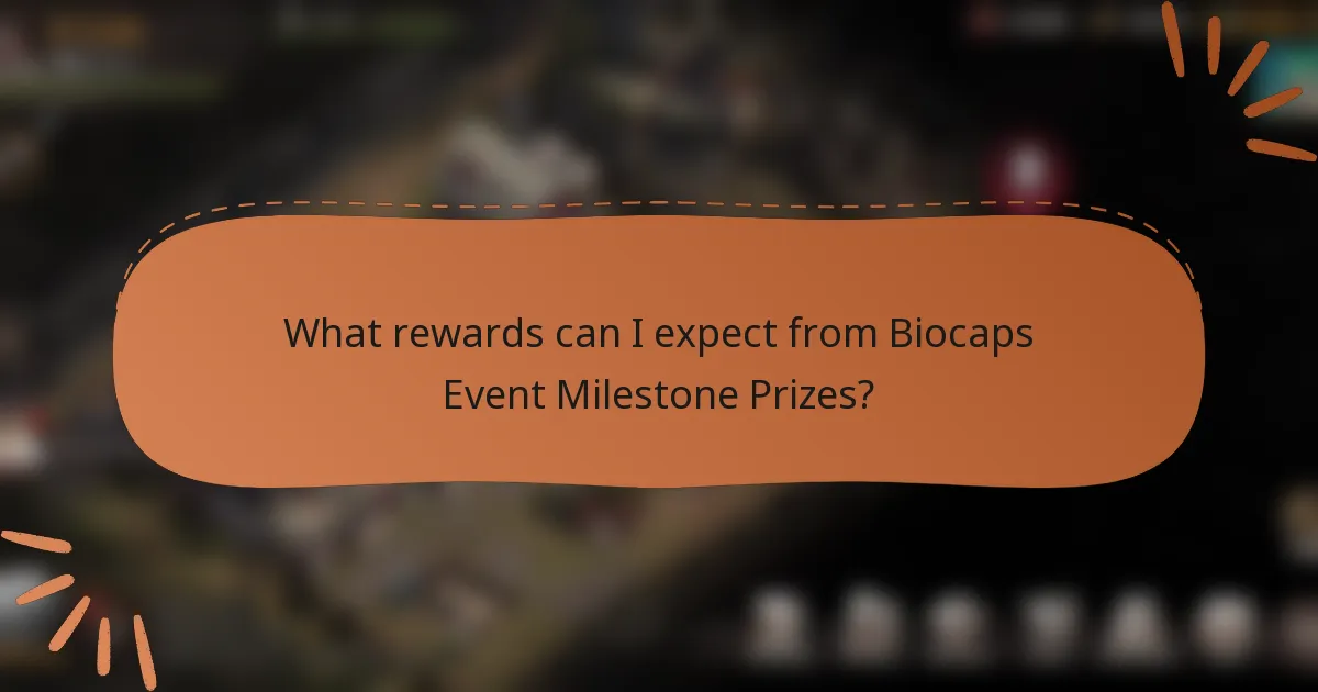 What rewards can I expect from Biocaps Event Milestone Prizes?